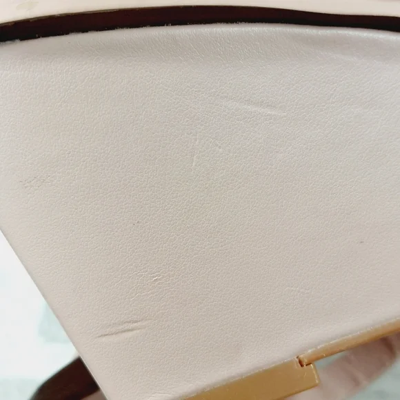 NEW Caslon Paola Pink Leather Square Toe Ankle Strap Wedge Heel Sandals F677 - Picture 12 of 13